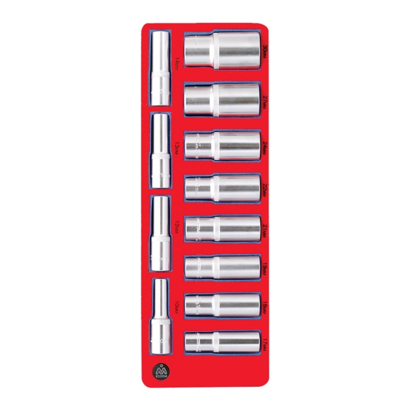 МАСТАК Набор глубоких головок 1/2, двенадцатигранные, ложемент, 12 предметов