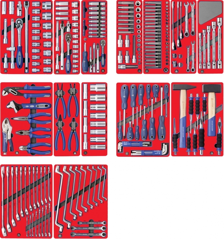 МАСТАК Набор инструментов ЛИДЕР для тележки, 14 ложементов, 270 предметов